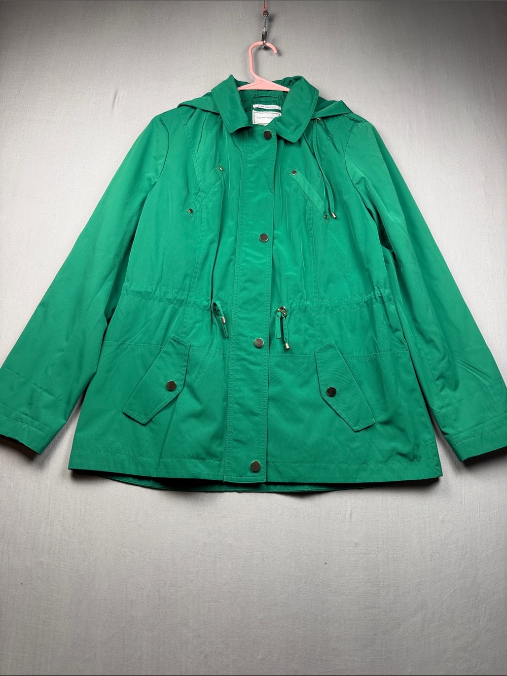 Charter Club Women's Green Hooded Anorak Jacket